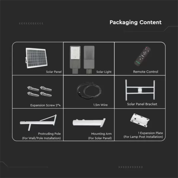 Lampione Solare Stradale V-Tac 70W con Pannello Fotovoltaico | Solar Stock